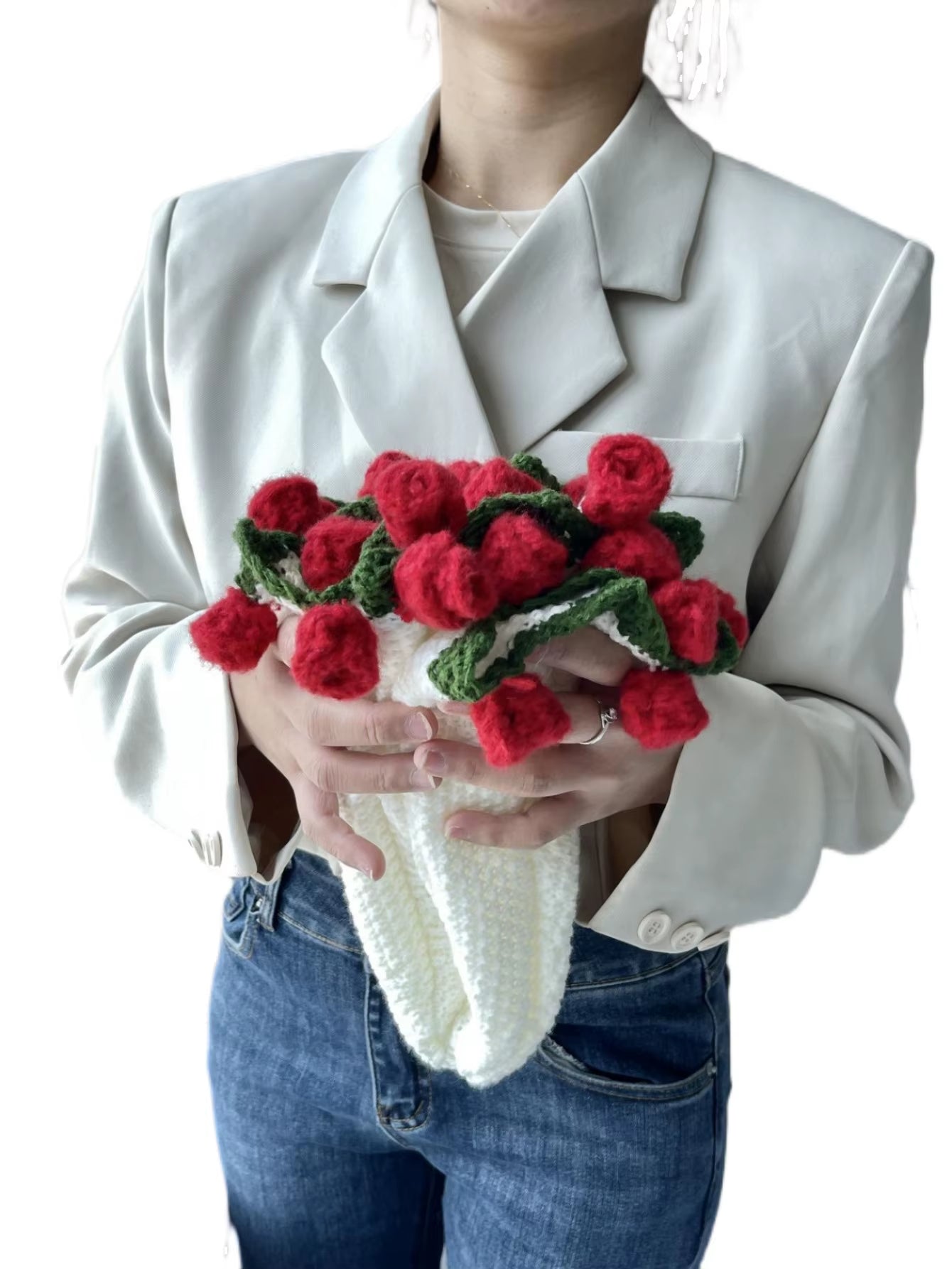 Finished Rose Blanket Bouquet Rose Flowers Handmade Crochet Acrylic Fuzzy Sweater Bed Couch Mother'S Day Gift for Mum Blanket